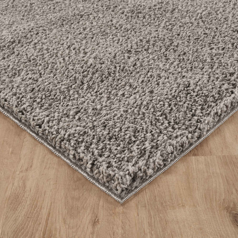 Ainsley Plain Living Room Shaggy Area Rug Modern Soft Pile Polyester Rug, Rectangle 60 x 110 cm, Grey