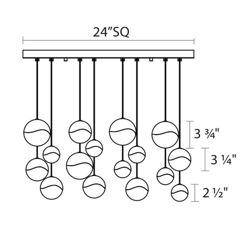 Grapes 16 - Light LED Cluster Pendant, 3.75" H x 23.75" W x 23.75" D, Satin Nickel