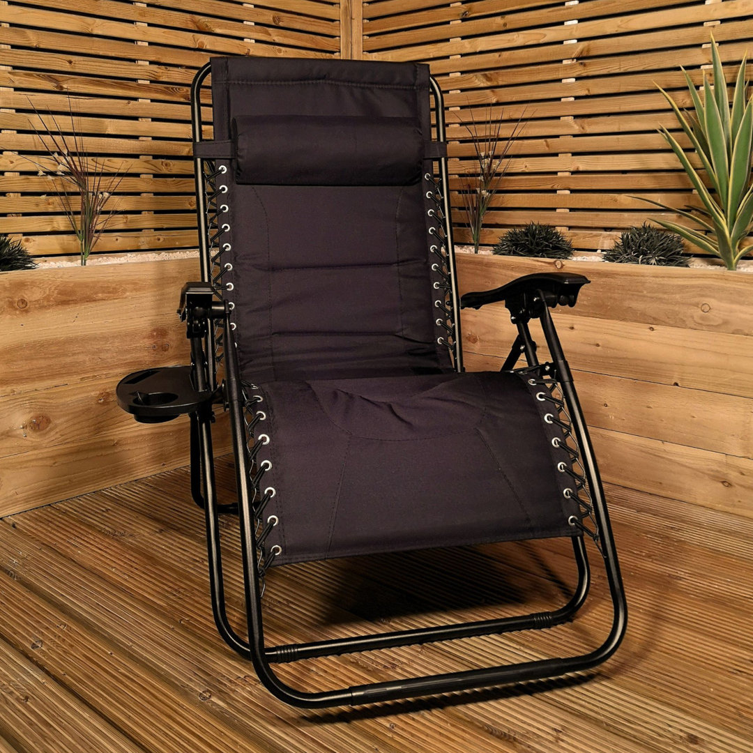 Samuel Alexander Unisex Black Luxury Padded Multi Position Zero Gravity Garden Relaxer Chair Lounger In All 150Cm - Image 3
