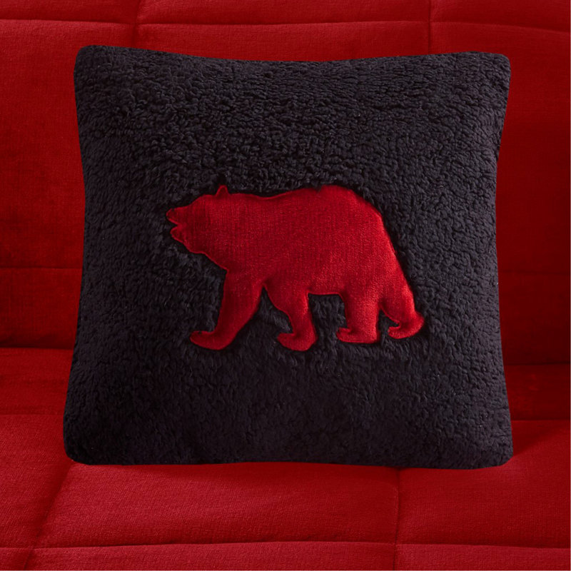 Ensemble d'édredon Plush To Sherpa, Édredon grand et 3 pièces supplémentaires, Rouge / Noir