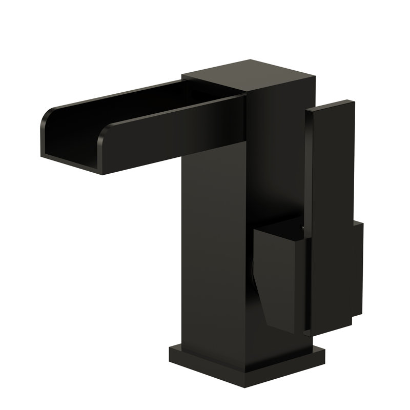 Robinet de salle de bain monotrou Waterfall, robinet d'évier à poignée simple avec bonde, Noir mat