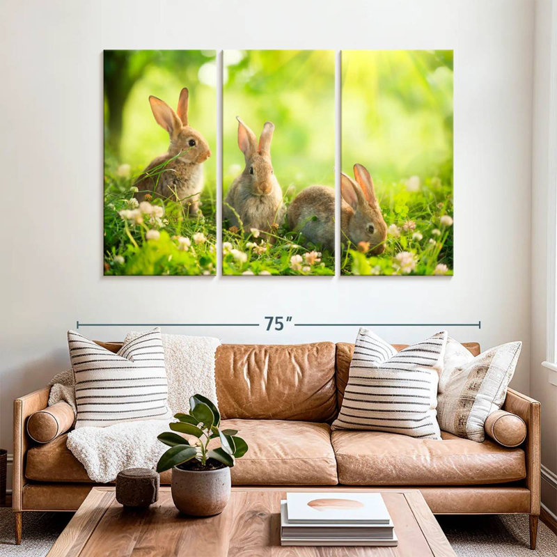 Brampt Rabbits By The Meadow, H 42 po x l 65 po