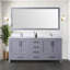 Meuble-lavabo double gris vieilli 72 po X P 22 po D, avec plateau en quartz blanc-117978760