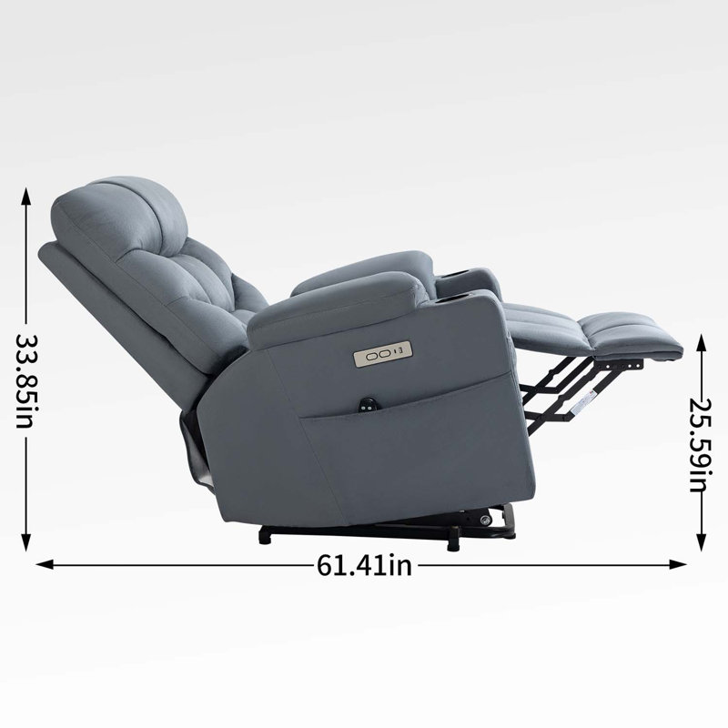 Fauteuil de massage inclinable électrique Jymere, Microfibre bleue / grise