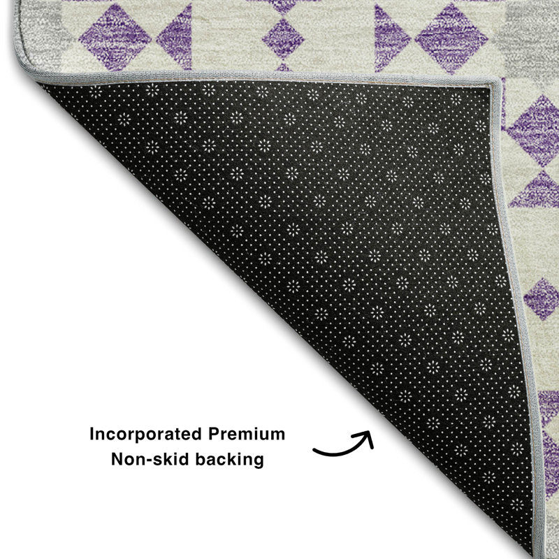 Premium Machine Washable Tweedy Lavender Rug, Rectangle 2'6" x 3'10"