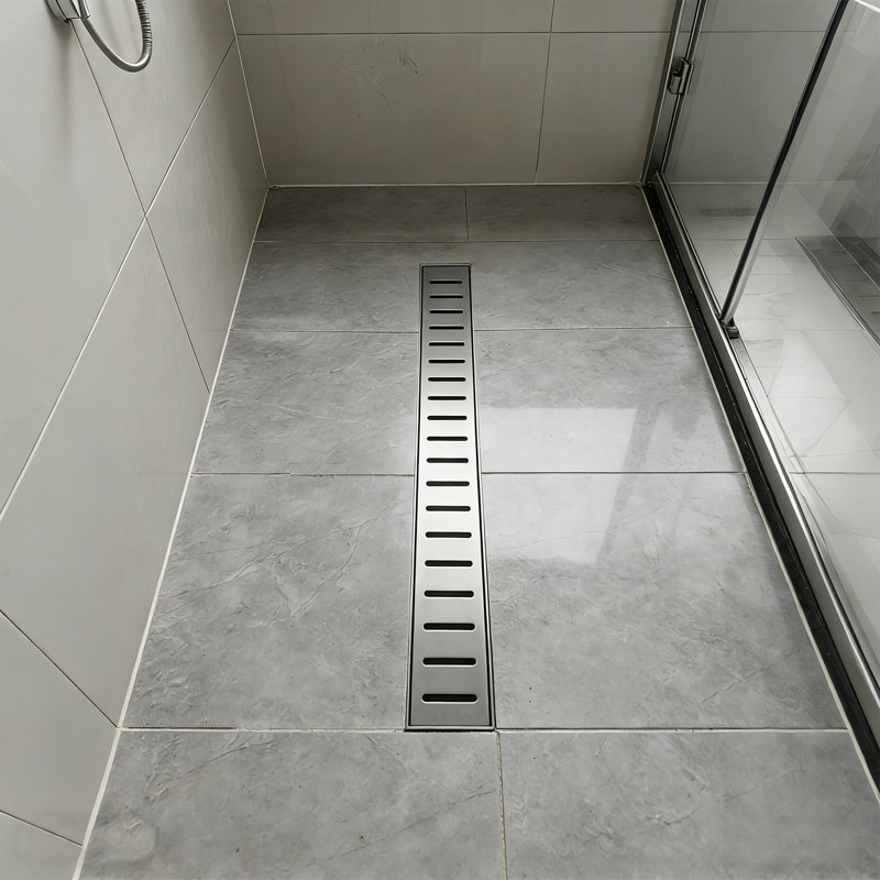 24" Stainless Steel V-Channel Linear Shower Drain ,Brushed Gold, Brushed Nickel