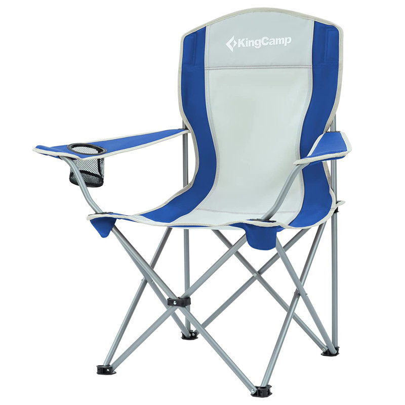 Chaise de camping pliante avec porte-gobelet Kingcamp, Bleu / gris