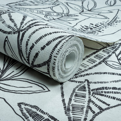 Karuna Collection Stenciled Leaves Wallpaper Roll
