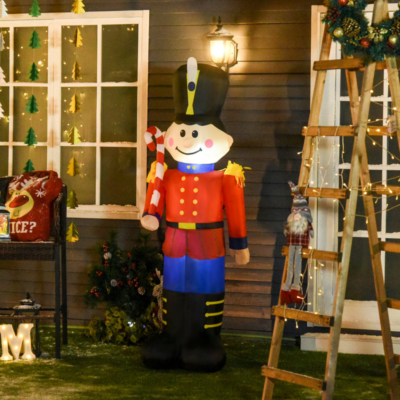 Soldat gonflable casse-noisette de Noël 6 pi avec canne en bonbon, décoration extérieure de jardin gonflable