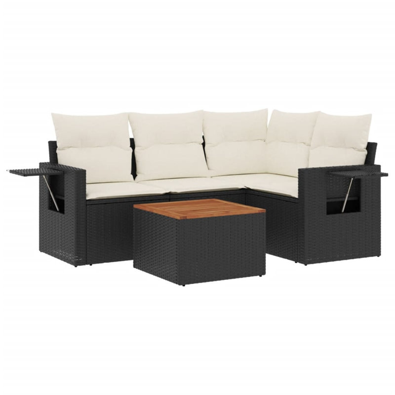 Ensemble de canapé de jardin Vidaxl noir, blanc crème