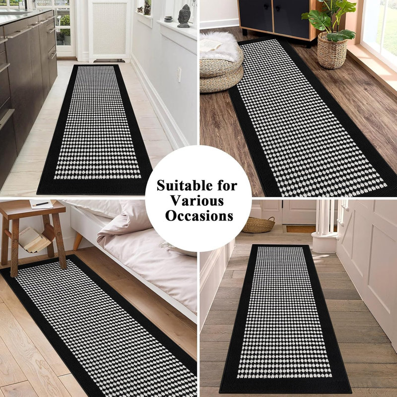 Non Slip Washable 2'x6'  Kitchen Mats for Doormat Hallway Entryway Petmat, Black