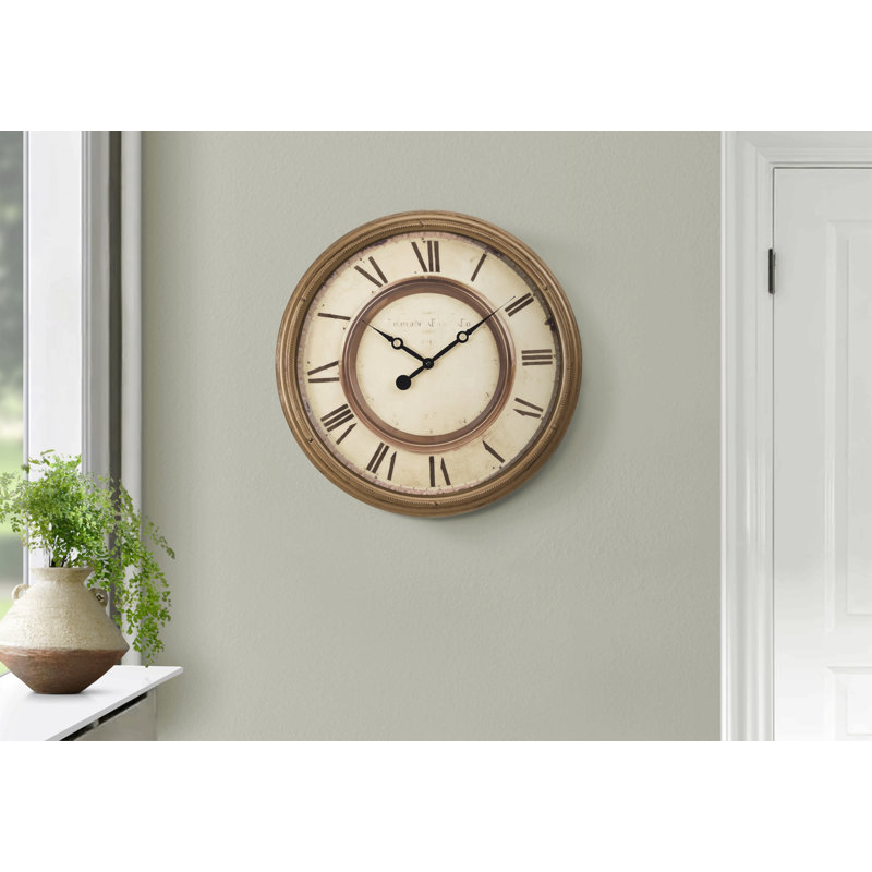 Horloge murale, horloge murale ronde 20 po, brun antique, transitionnel