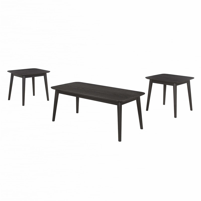 3 Piece Rectangular Coffee Table Set, Black