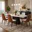 Chaises de salle à manger modernes en similicuir deux tons avec capitonnage géométrique et pieds en métal-546333957