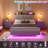 Bed Frame with Storage Headboard, LED Lights and Charging Ports-1000243758-1000243752