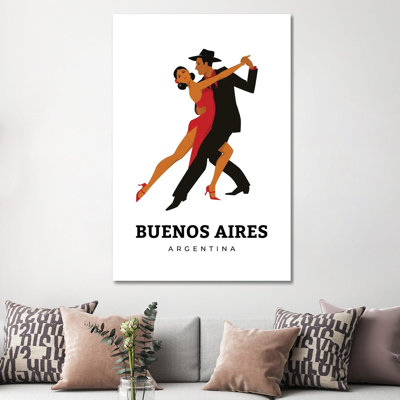 Art Deco Tango Dances Of Buenos Aires Argentina by Design Harvest - Wrapped Canvas Print