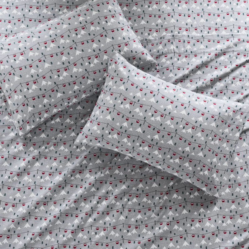 Ensemble de 3 draps pour lit de skis 100% flanelle de coton gris pour lit double 14 po