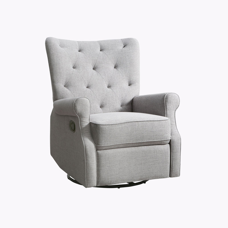Alice Wingback Swivel Recliner, Gray Linen