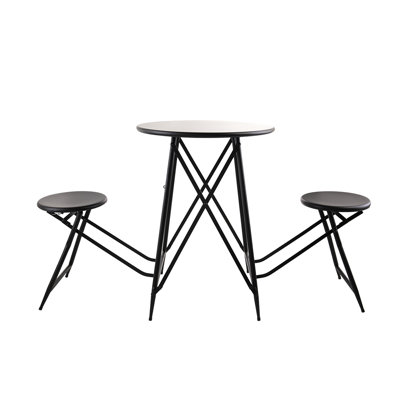Table d'appoint en fer noir avec deux sièges, 60,92 x 24 x 32,3 cm, élément de décoration moderne, style industriel et élégant.