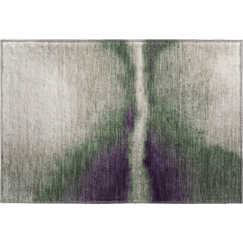 Tapis abstrait lavable à la machine de qualité supérieure Mayfield AMF2419, 1 pi 8 po x 2 pi 6 po, Fougère