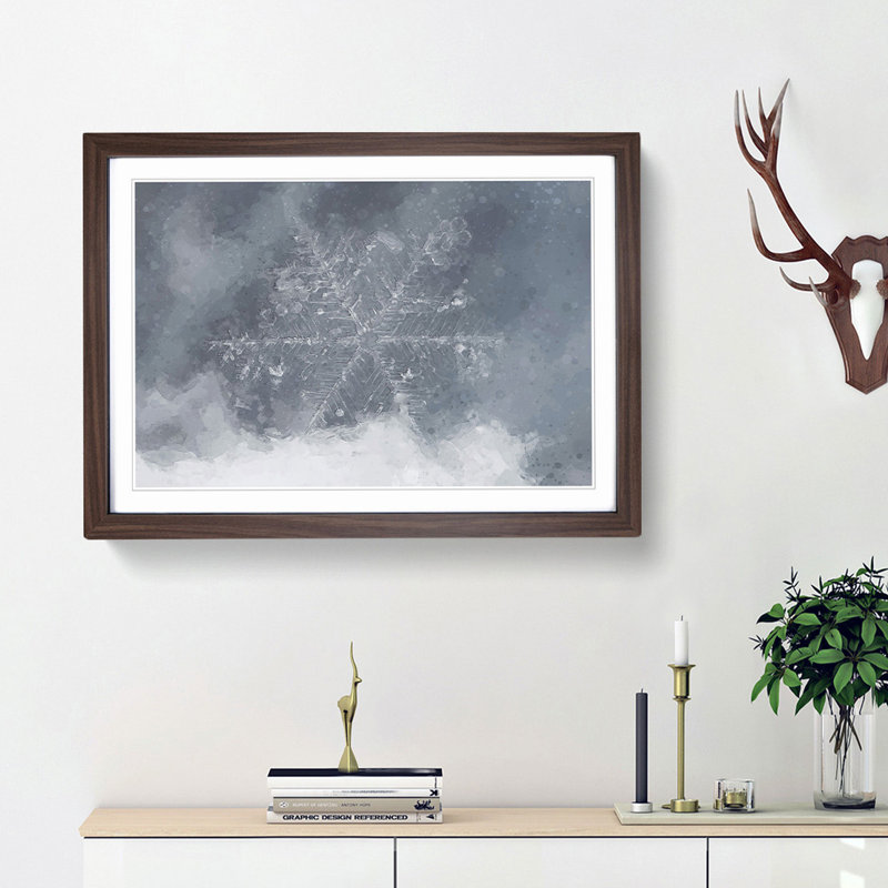 A Snowflake in Abstract - Framed Print, Walnut Framed, 48cm H x 65cm W x 2cm D