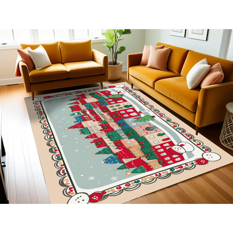 Tapis de Noël hiver lavable Ginza Six, Rectangulaire 2 pi x 3 pi