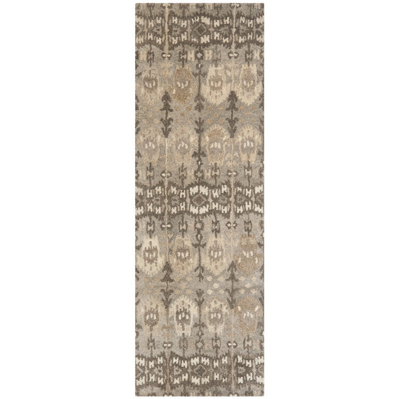 Tapis en laine touffeté à la main Carpenter, Tapis de couloir 2 pi 3 po x 7 pi