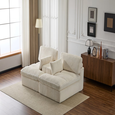 Double méridienne intérieure, canapé-lit rembourré surdimensionné pour l'intérieur, canapé-lit de luxe à assise profonde, causeuse modulaire, causeuse en velours côtelé pour le salon, aucun assemblage requis
