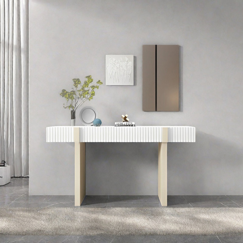 Console Modern Minimalist Art, H 35,43 po x l 55,12 po x P 15,75 po, Blanc, Blanc
