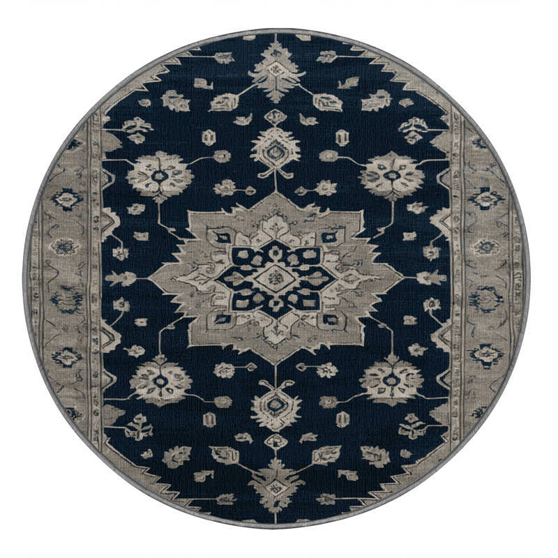 Tapis gris lavable à la machine, Rond 4 pi
