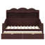 Lit de jour en bois classique avec tiroirs de rangement et tablettes décoratives pour tête de lit-935118146