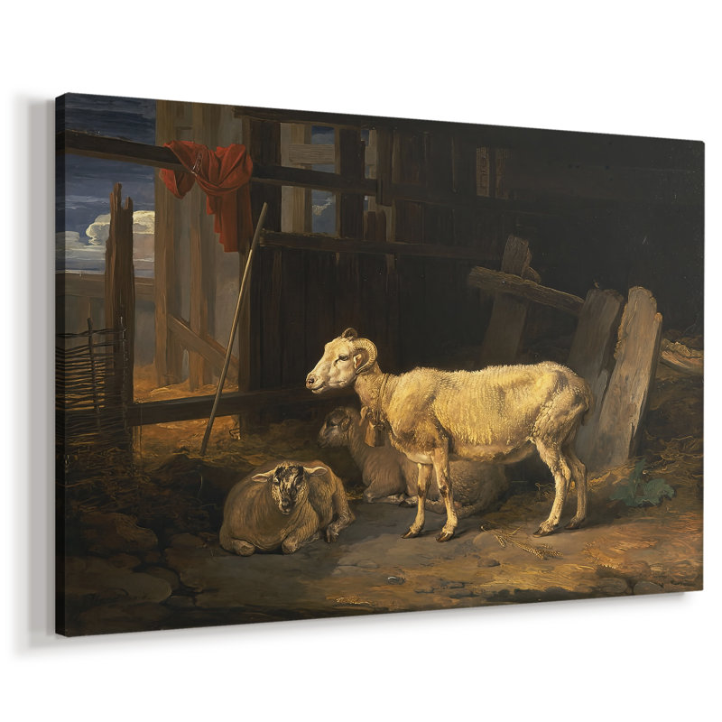 Moutons dans une étable-James début du 19e siècle, 32x48
