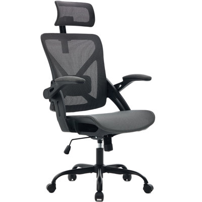 Chaydill Ergonomic Breathable Mesh Office Chair with Adjustable Headrest and Flip-Up Arms