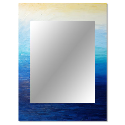 Blue Spectral Solitude I - Abstract Shapes Wall Mirror, Blue Decorative Mirror, Printed Metal Art