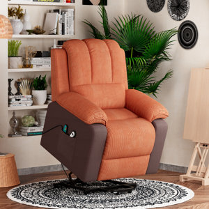 Upholstered Power Lift Assist Recliner with Massage Heating