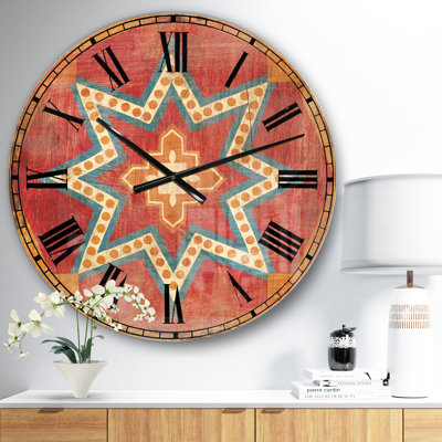 Moroccan Orange Tiles Collage I - Bohemian wall clock