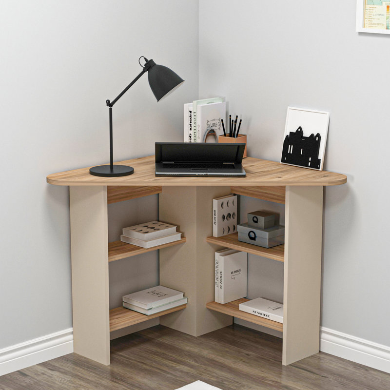 Fade Modular Computer Desk, Ivory Atlantic Pine/Beige