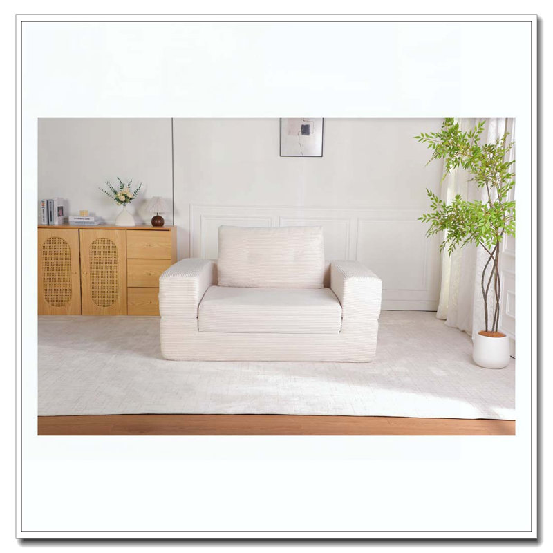 Canapé-lit en velours côtelé Corduroy pour adultes et animaux de compagnie, Beige