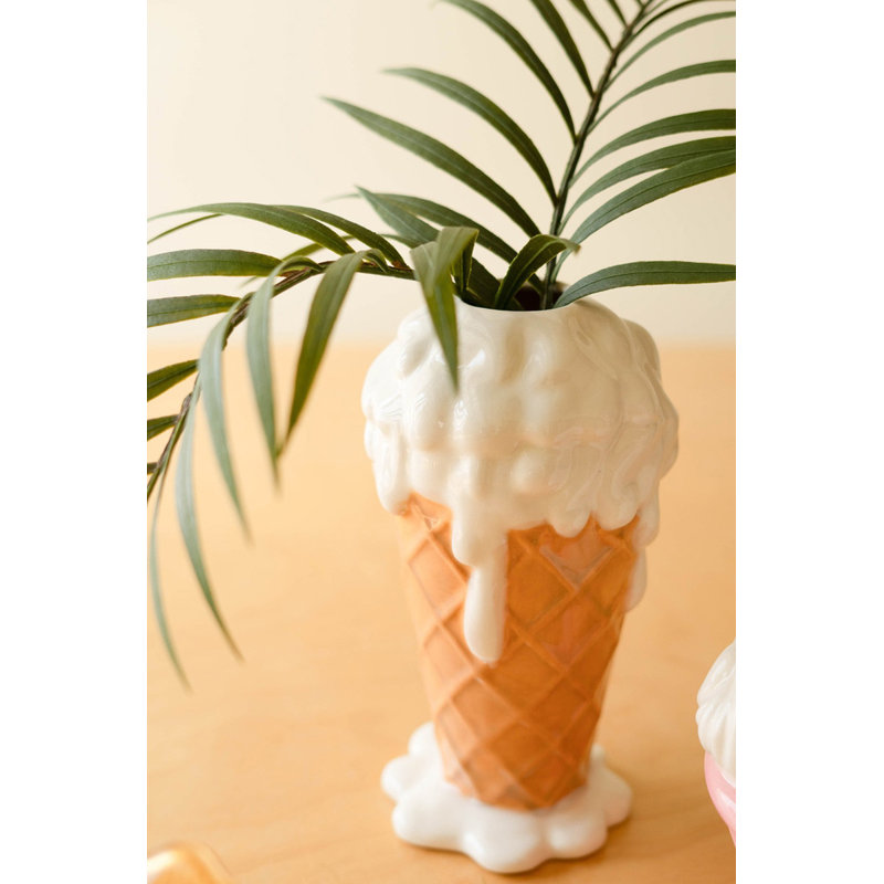 Vase en céramique crème glacée multicolore H 8,5 po Kalalou