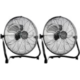Vie Air Twin Pack Industrial Tilting High Velocity 3-speed Metal Floor Fan – Oscillating Air Circulation For Home, Office, Gym, And Workout Spaces