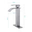 Robinet de lavabo de salle de bain en acier inoxydable, bec cascade, poignée simple, style polyvalent, bec en nickel brossé, durable-121628239