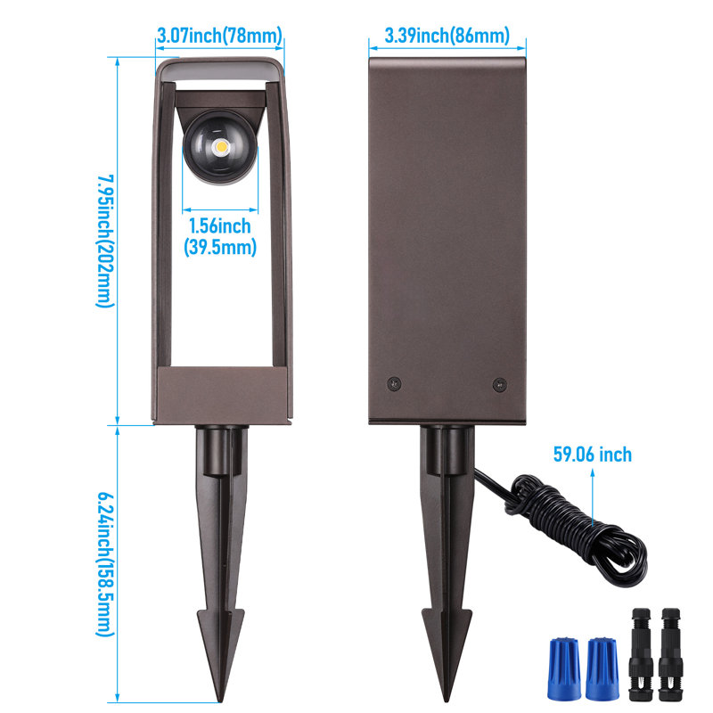 3W Adjustable Head Pathway Light, 180° Tilting Head, Low Voltage Modern Mini Landscape Light