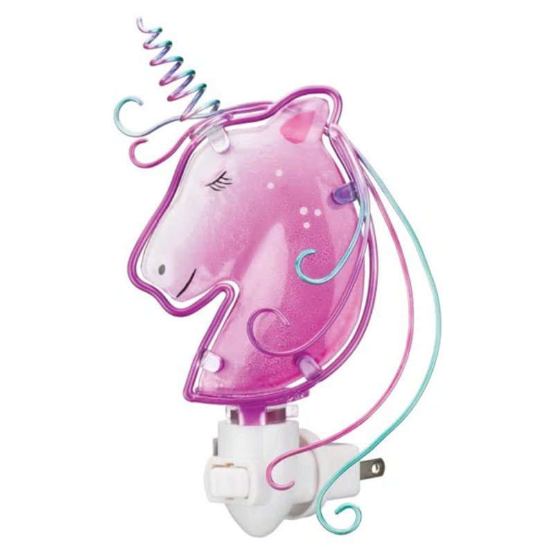 Luster Metal and Glass Floral and Fauna Rotating Plug Night Light, Unicorn