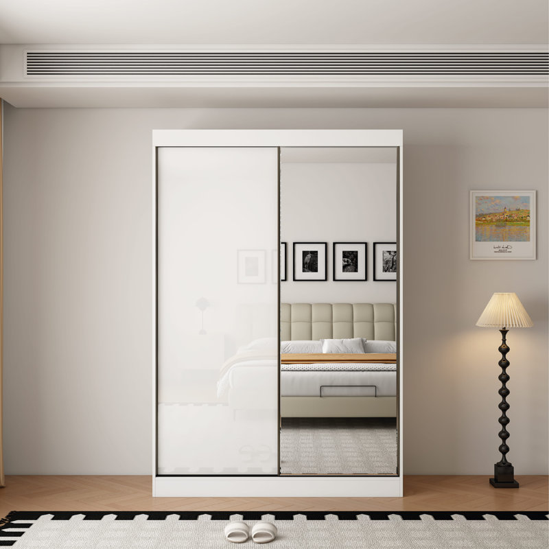 2 Door Manufactured Wood Wardrobe, 220cm H x 150cm W x 62cm D