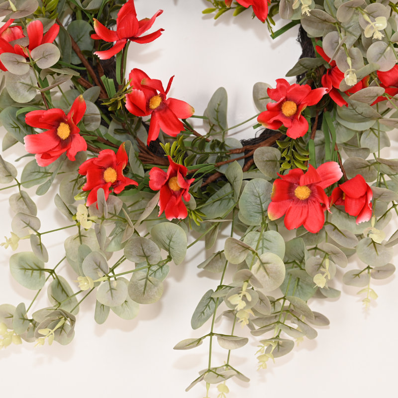 Couronne de 22 po avec porte florale d'eucalyptus