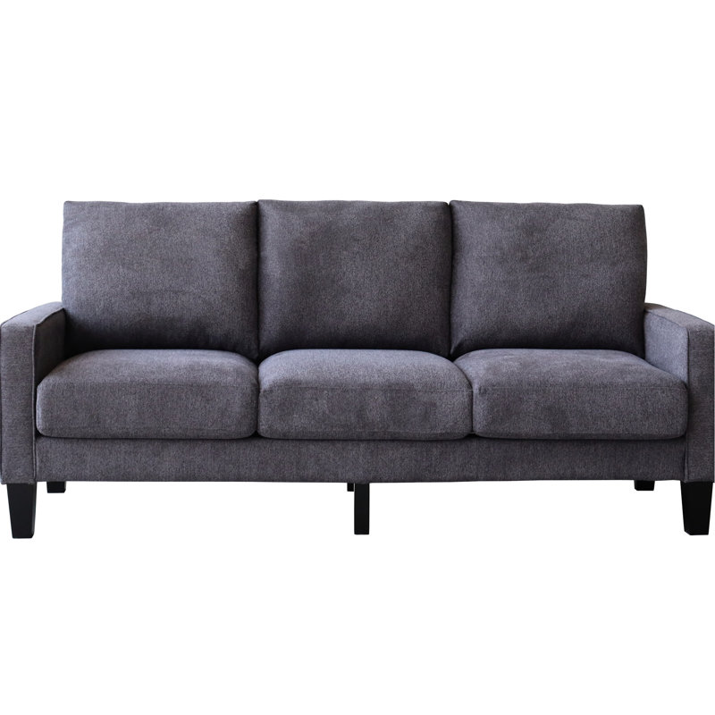 Moderne avec structure stable en bois massif et en métal gris foncé, coussins de 6,7 po, capacité de 900 lb, facile à assembler étant donné l'éponge à haute élasticité du canapé de salon gris, assemblage, option de rangement
