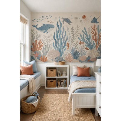 Murale de baleines sous-marines