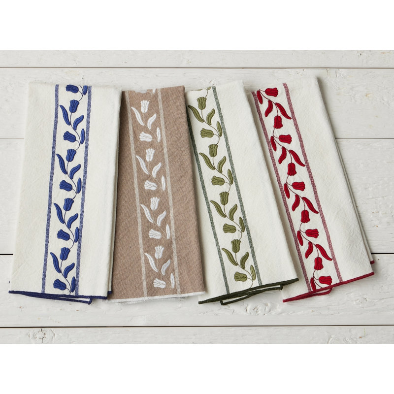 Timeless Tulips Kitchen Tea Towel - Set of 2 - Spruce Green, Spruce Green