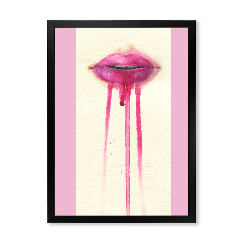 «Lips With Vivid Make Up», art mural sur toile Glam, Toile avec cadre noir, H 20 po x l 12 po x P 1 po