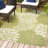 Zinnia Modern Floral Textured Weave Green/Cream Indoor/Outdoor Rug-94361314